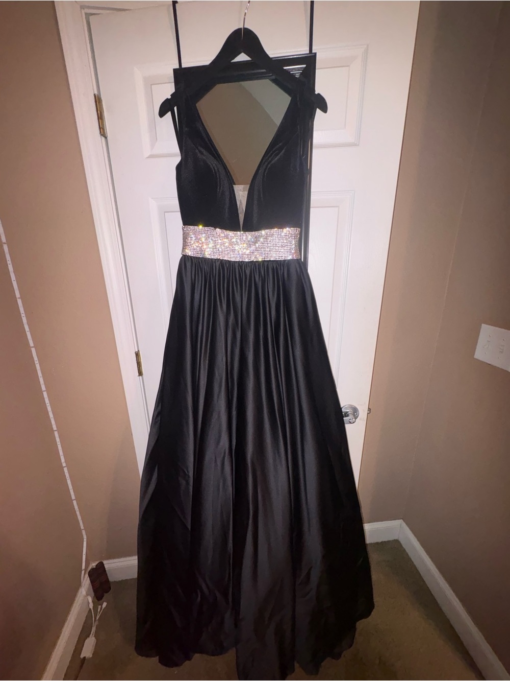 Jovani Black Prom Gown with Rhinestone Waistband